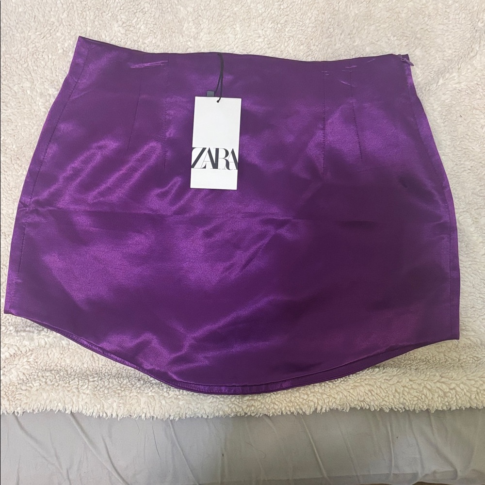 ZARA PURPLE SATIN EFFECT SKIRT - Picture 4 of 5